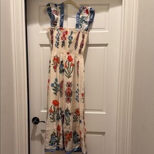 THML Cream Smocked Dress with Pink Brand Tag